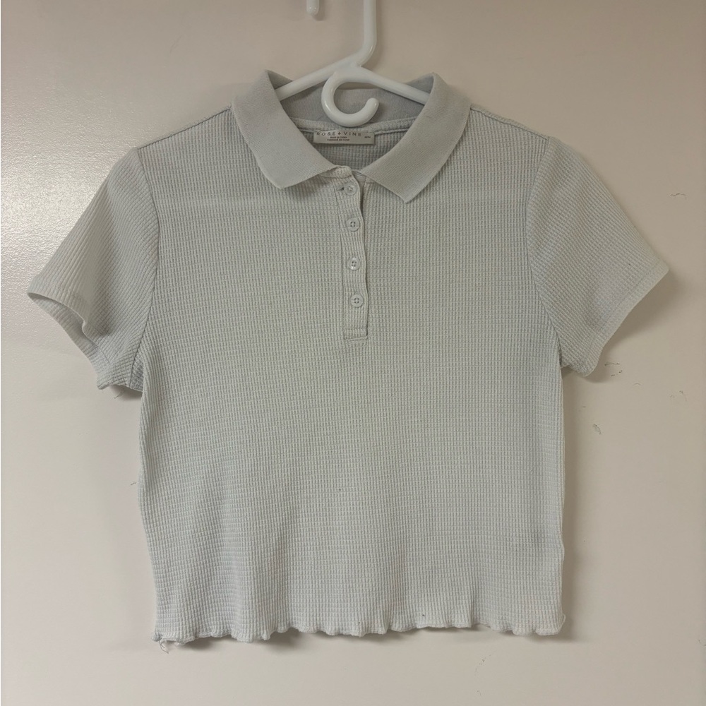 Rose & Vine Button Cropped Top white size medium